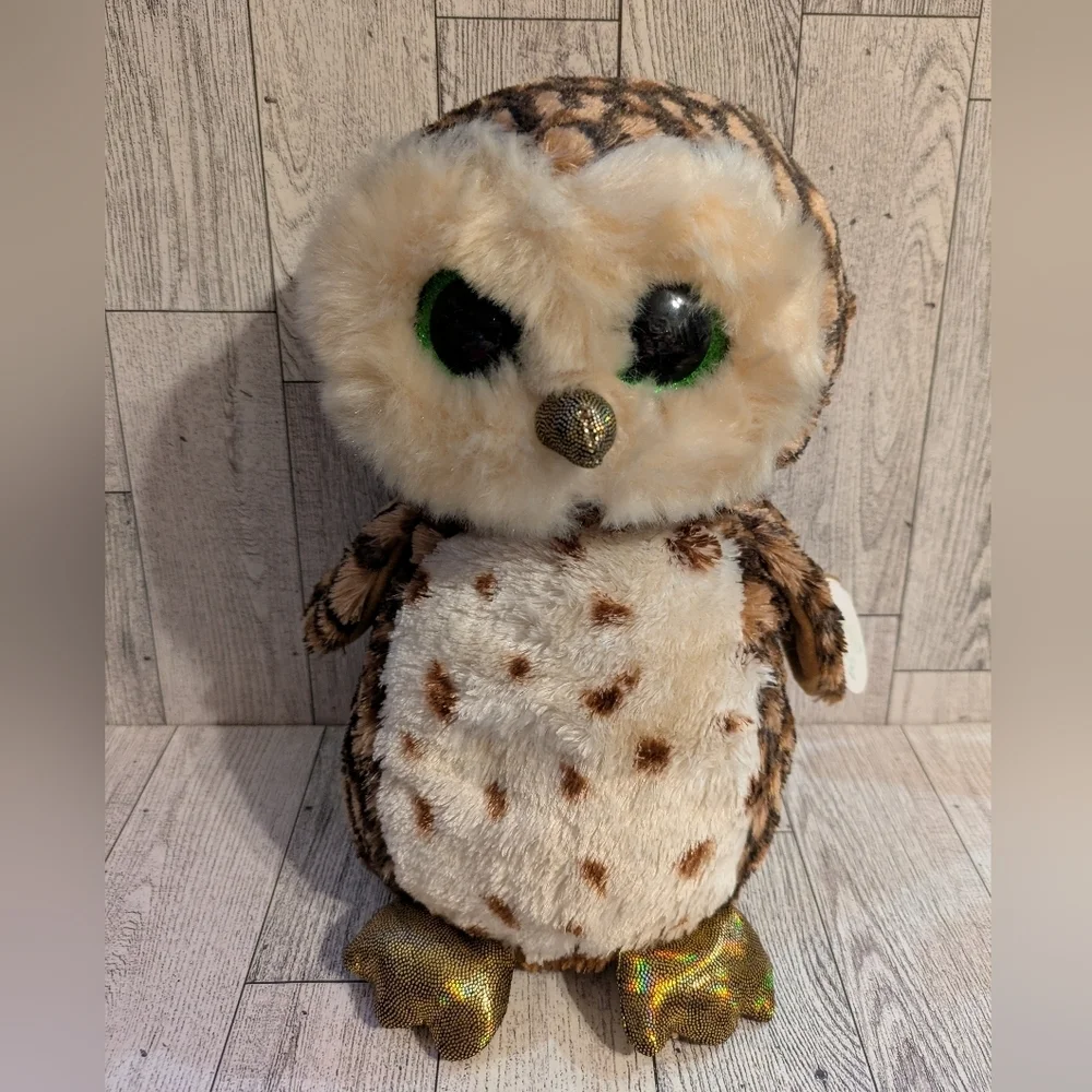 Ty Plush Owl Decor - Brown, Cream, and Gold 9